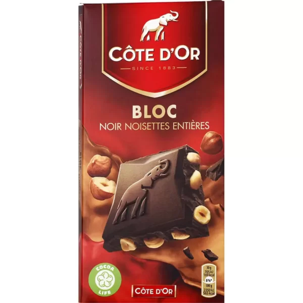 COTE D'OR Tablette de chocolat noir Noisettes Entieres 180g