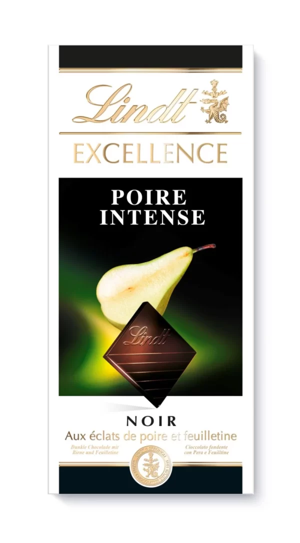 LINDT Création Tablette de chocolat noir/poire intense Excellence 100g