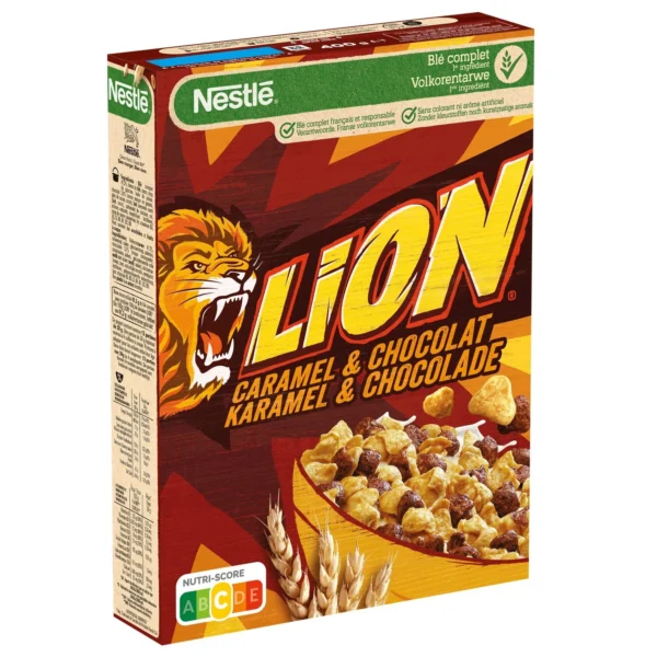 LION karamell og sjokolade frokostblandinger